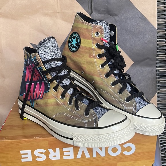 Converse Chuck Taylor All Star 70 Hi Brown/Solar Red/Electric Aqua mens NBA JAM - Picture 5 of 16